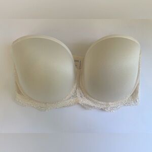 ThirdLove 24/7 Classic Lace Strapless Bra 34E Cream Lace Underwire Comfortable